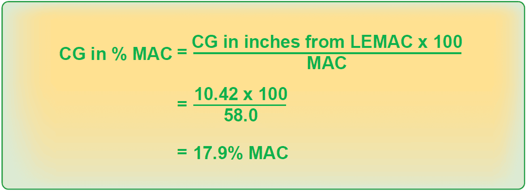 Formula for determining the CG in percent MAC Weight Changes Caused by a Repair or Alteration
